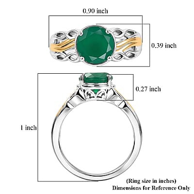 EverTrue Verde Onyx 1.80 ctw Solitaire Forest Vine Ring in 18K YG Plated and Platinum Bond (Size 5.0)