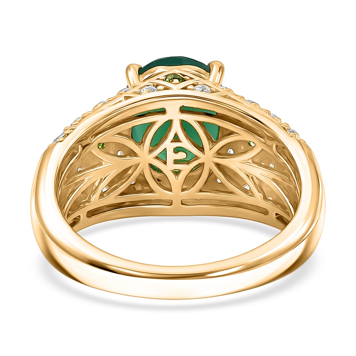 EverTrue Verde Onyx and Multi Gemstone 2.90 ctw Forest Heirloom Ring in 18K YG Plated (Size 10.0) image number 4