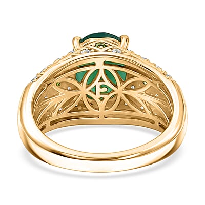 EverTrue Verde Onyx and Multi Gemstone 2.90 ctw Forest Heirloom Ring in 18K YG Plated (Size 5.0)