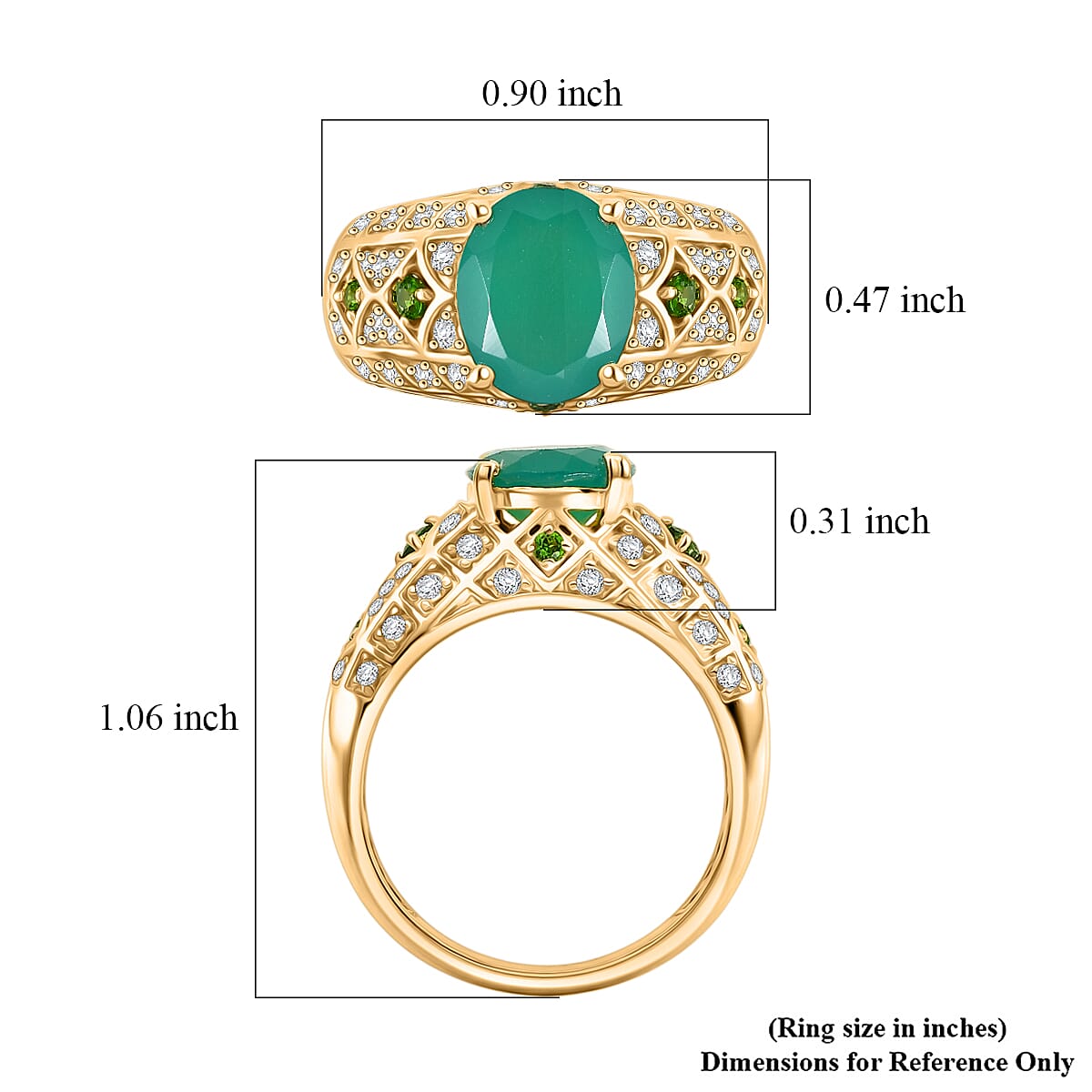 EverTrue Verde Onyx and Multi Gemstone 2.90 ctw Forest Heirloom Ring in 18K YG Plated (Size 5.0)