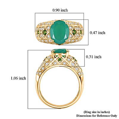 EverTrue Verde Onyx and Multi Gemstone 2.90 ctw Forest Heirloom Ring in 18K YG Plated (Size 5.0)