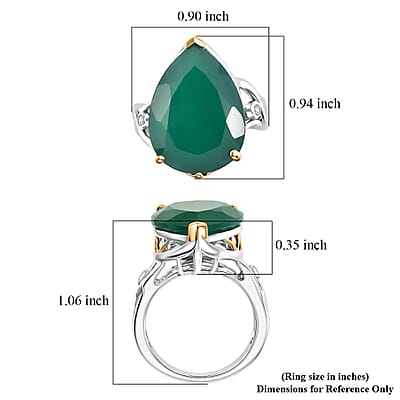 EverTrue Verde Onyx and White Zircon 11.85 ctw Harvest Flame Ring in 18K YG Plated and Platinum Bond (Size 6.0)