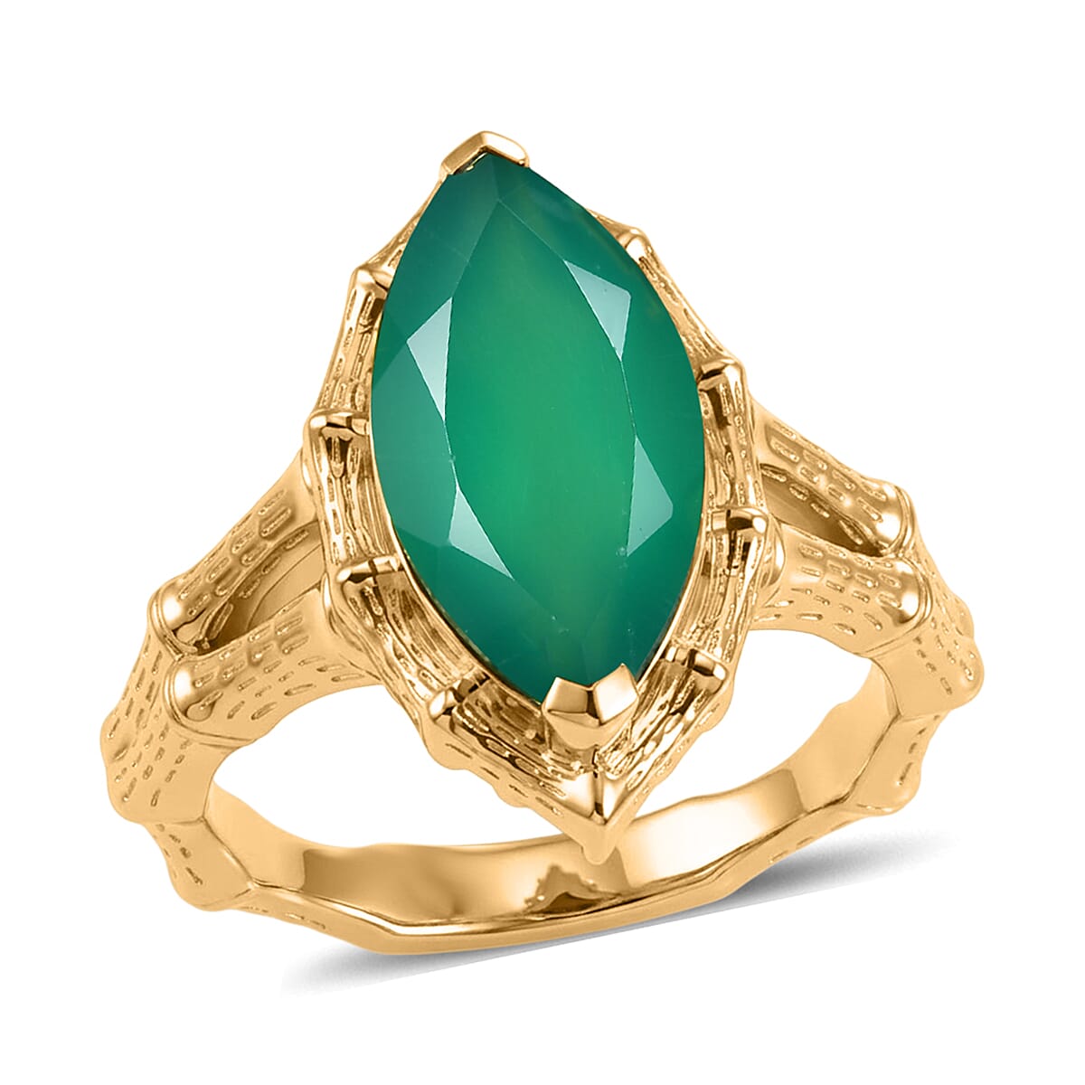 EverTrue Verde Onyx Solitaire Ring in 18K YG Plated 3.40 ctw