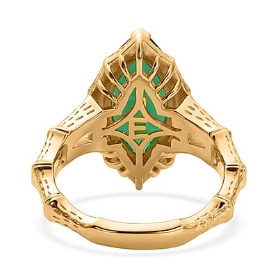 EverTrue Verde Onyx 3.40 ctw Solitaire Forest Fang Ring in 18K YG Plated (Size 6.0)