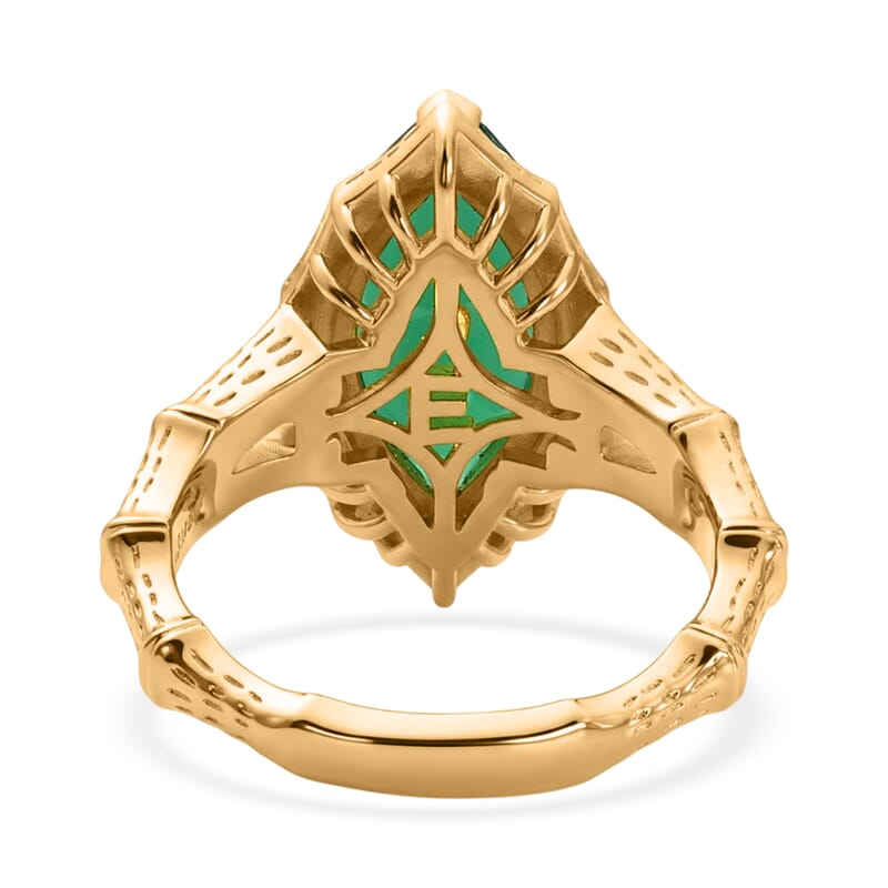 EverTrue Verde Onyx 3.40 ctw Solitaire Forest Fang Ring in 18K YG Plated (Size 6.0)