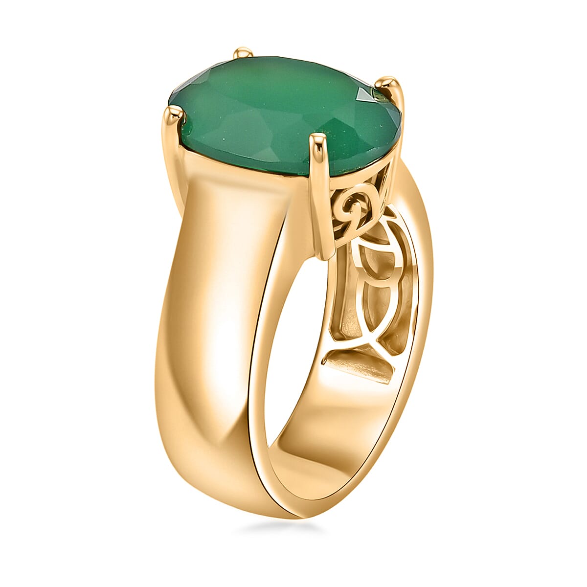 EverTrue Verde Onyx 4.90 ctw Solitaire Ring in 18K YG Plated (Size 10.0)