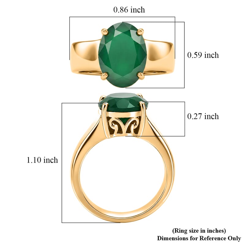EverTrue Verde Onyx 4.90 ctw Solitaire Ring in 18K YG Plated (Size 10.0)