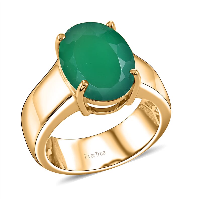EverTrue Verde Onyx 4.90 ctw Solitaire Ring in 18K YG Plated (Size 6.0)