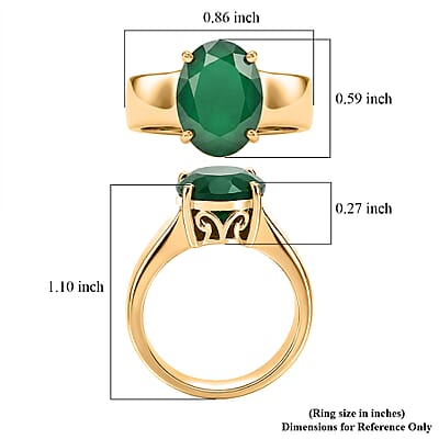 EverTrue Verde Onyx 4.90 ctw Solitaire Ring in 18K YG Plated (Size 6.0)