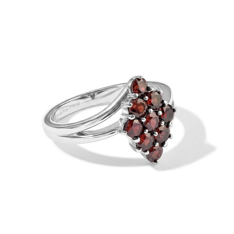 EverTrue Raspberry Zircon 1.75 ctw Ring in Stainless Steel (Size 7.0)