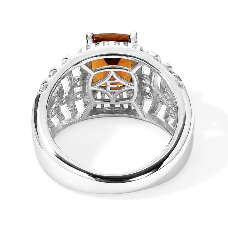 EverTrue Cherry Citrine and White Zircon 2.50 ctw Ring in Platinum Bond (Size 6.0)