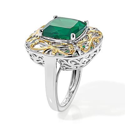 EverTrue Green Onyx 5.00 ctw Ring in 18K YG Plated and Platinum Bond (Size 9.0)