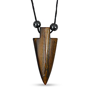 Arrowhead Tiger's Eye 50.00 ctw Cord Necklace 24 Inches