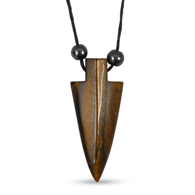 Arrowhead Tiger's Eye 50.00 ctw Cord Necklace 24 Inches