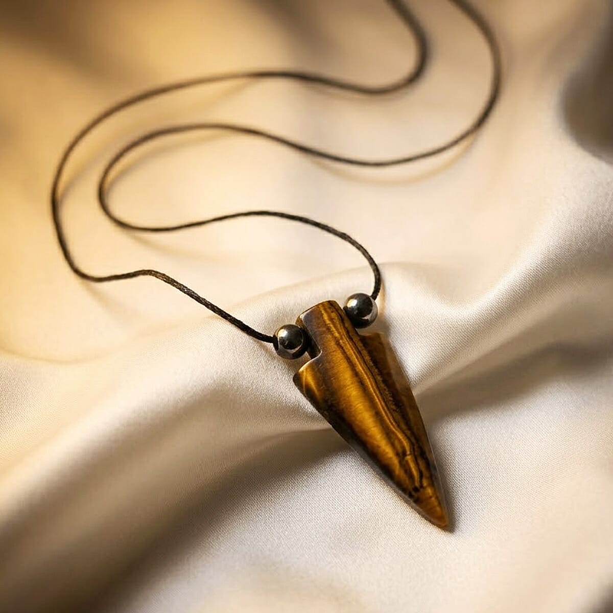 Arrowhead Tiger's Eye 50.00 ctw Cord Necklace 24 Inches