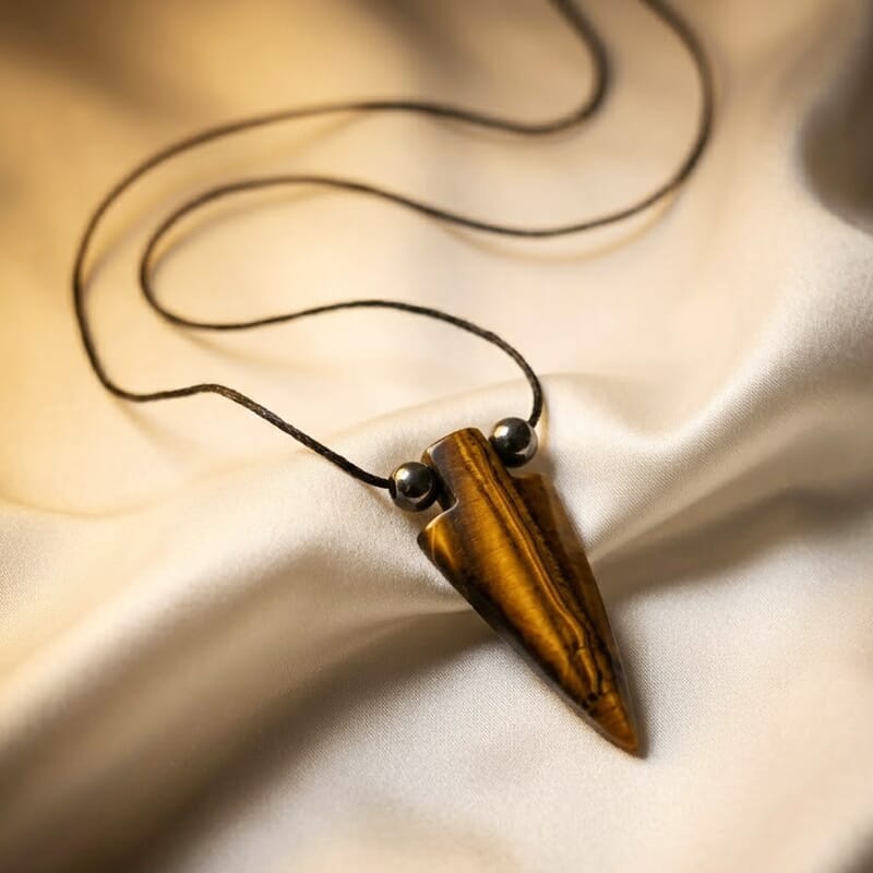 Arrowhead Tiger's Eye 50.00 ctw Cord Necklace 24 Inches