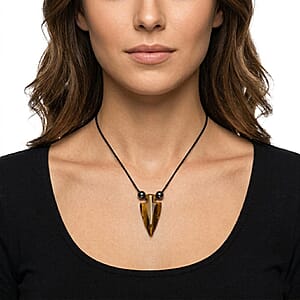 Arrowhead Tiger's Eye 50.00 ctw Cord Necklace 24 Inches