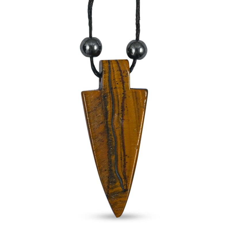 Arrowhead Tiger's Eye 50.00 ctw Cord Necklace 24 Inches