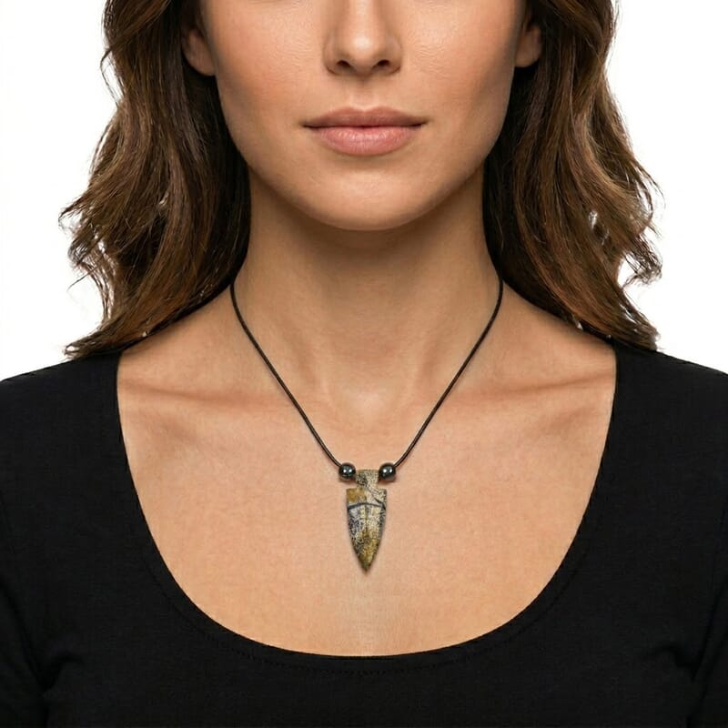 Arrowhead Paint Brush Jasper 50.00 ctw Cord Necklace 24 Inches