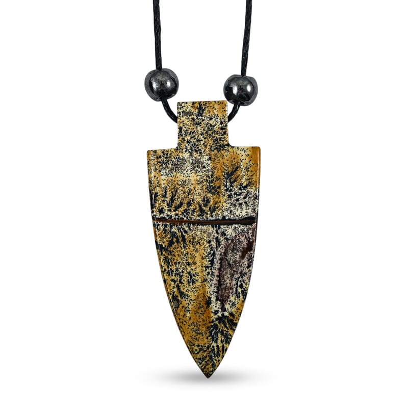 Arrowhead Paint Brush Jasper 50.00 ctw Cord Necklace 24 Inches