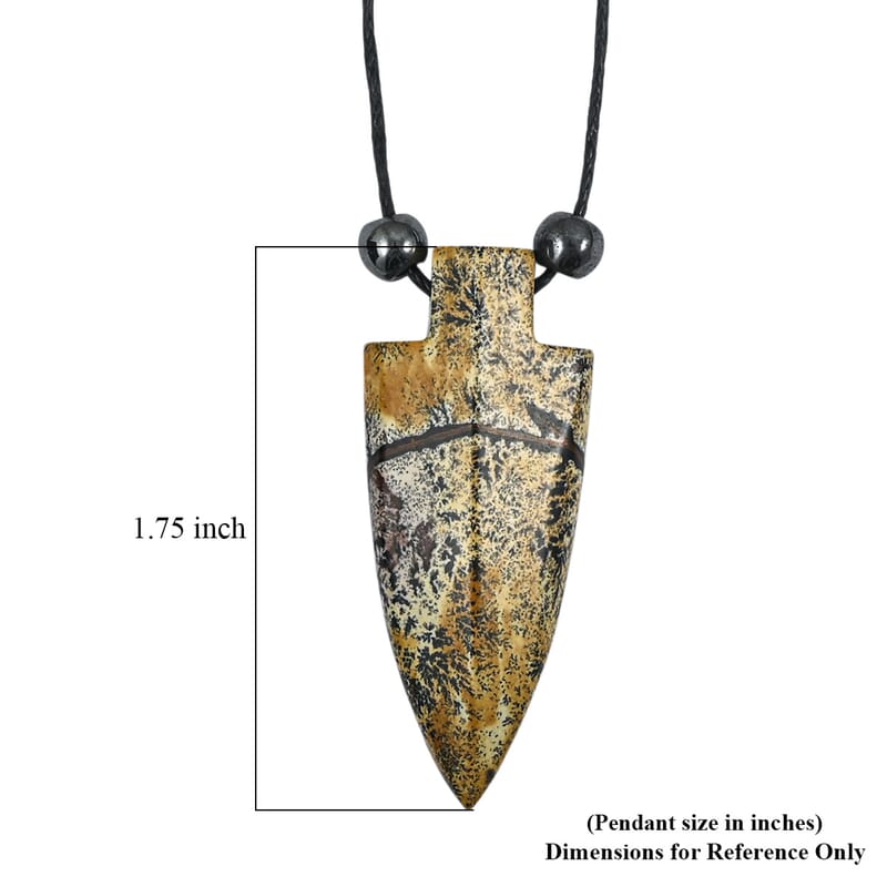Arrowhead Paint Brush Jasper 50.00 ctw Cord Necklace 24 Inches