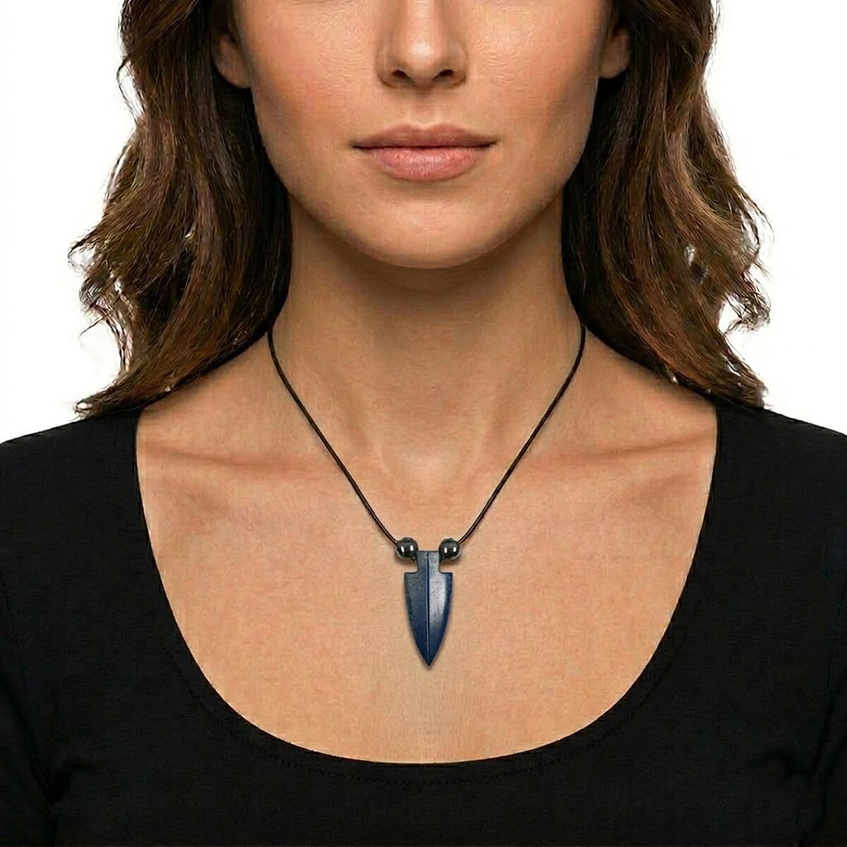 Arrowhead Blue Aventurine 50.00 ctw Cord Necklace 24 Inches image number 2