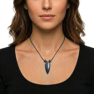 Arrowhead Blue Aventurine 50.00 ctw Cord Necklace 24 Inches