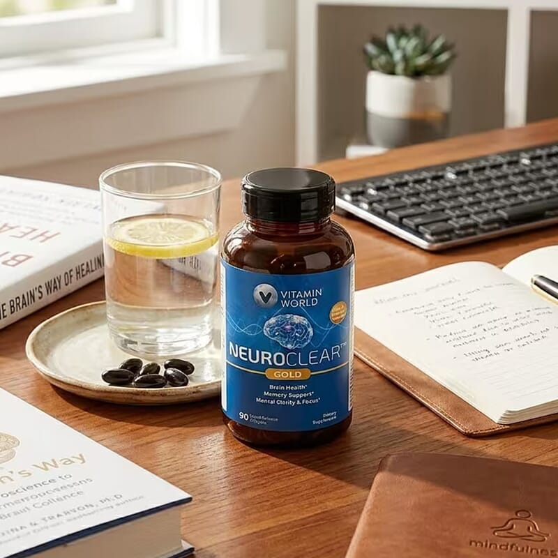 Vitamin World Neuro Clear Brain Health Dietary Supplement (90 Soft Gels) Made in US