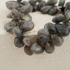 GCS Faceted Labradorite Drop Beaded Strand (7.00In) 173.70 ctw