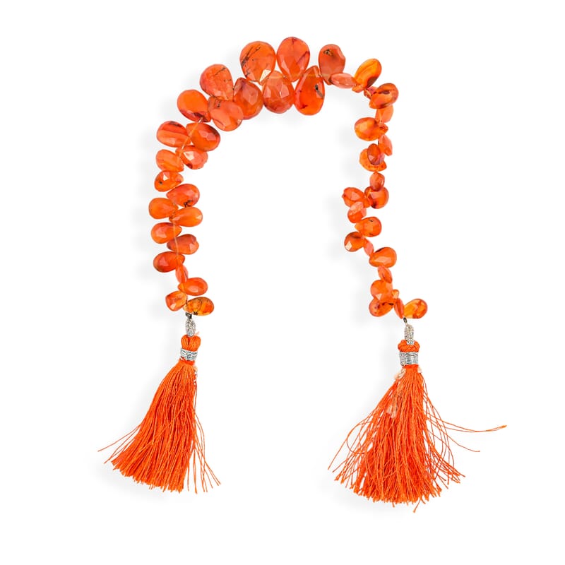 GCS Faceted Drop Dark Carnelian Beaded Strand (7.00In) 83.20 ctw