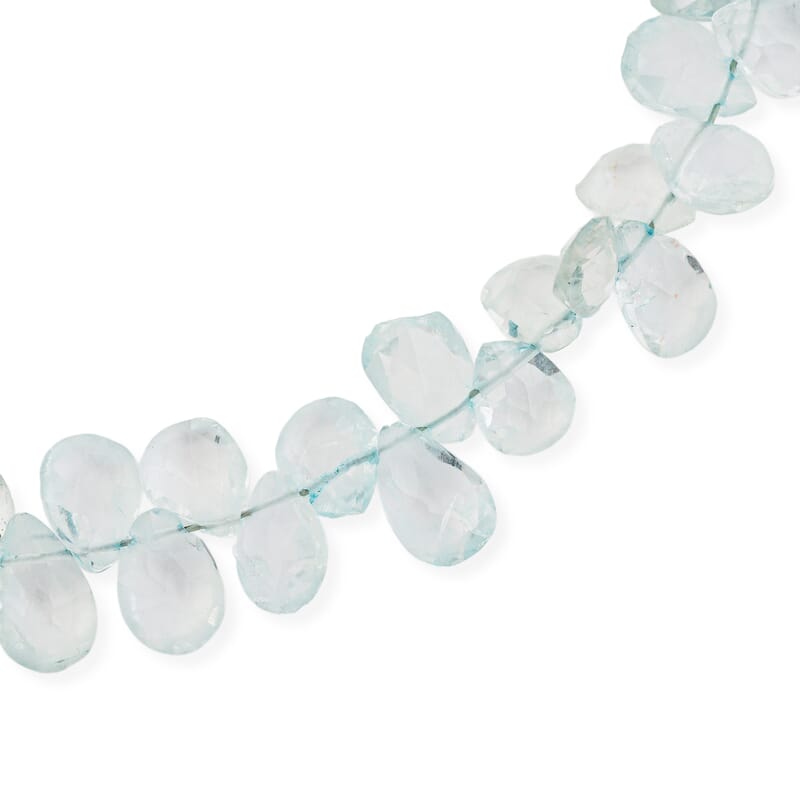 GCS Faceted Drop Aquamarine Beaded Strand (7.00In) 76.00 ctw
