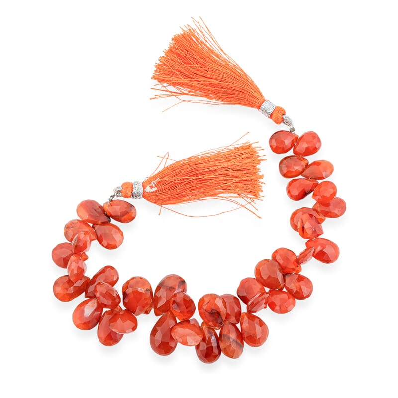 GCS Faceted Drop Carnelian Beaded Strand (7.00In) 80.00 ctw