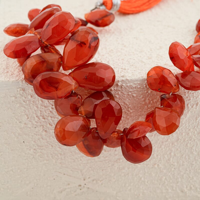 GCS Faceted Drop Carnelian Beaded Strand (7.00In) 80.00 ctw