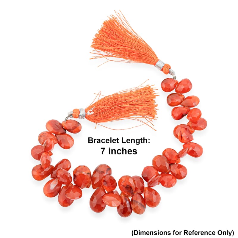 GCS Faceted Drop Carnelian Beaded Strand (7.00In) 80.00 ctw