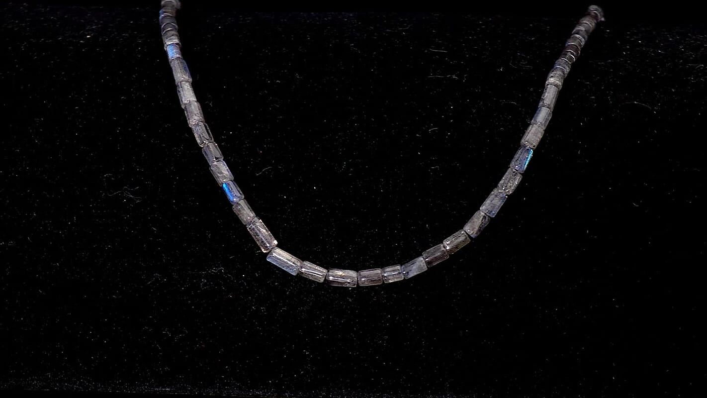 GCS Labradorite Tube Beaded Strand (14 Inches) 77.50 ctw