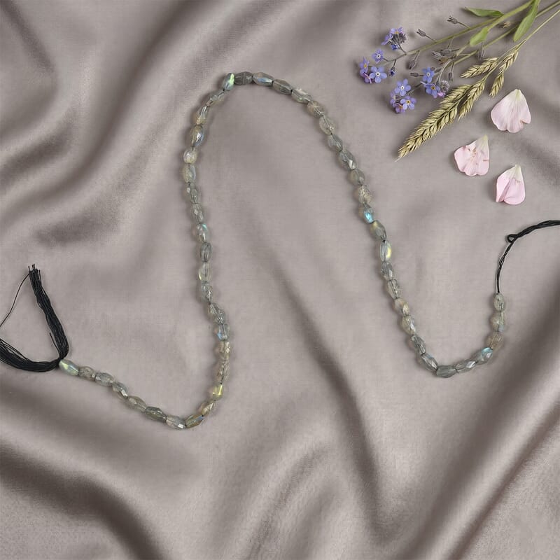 GCS Faceted Rice Labradorite Beaded Strand (14 Inches) 46.80 ctw