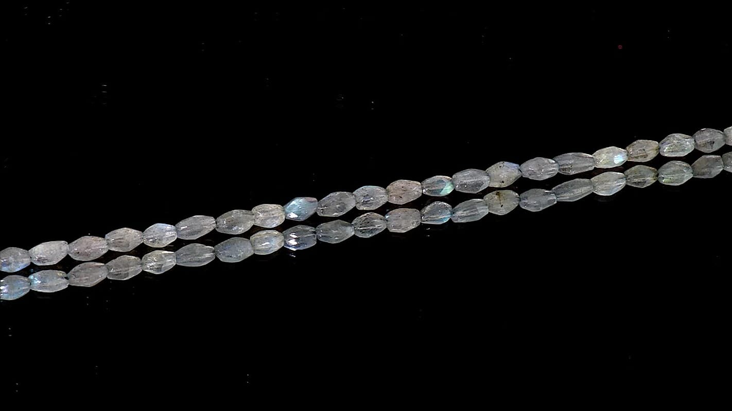 GCS Faceted Rice Labradorite Beaded Strand (14 Inches) 46.80 ctw