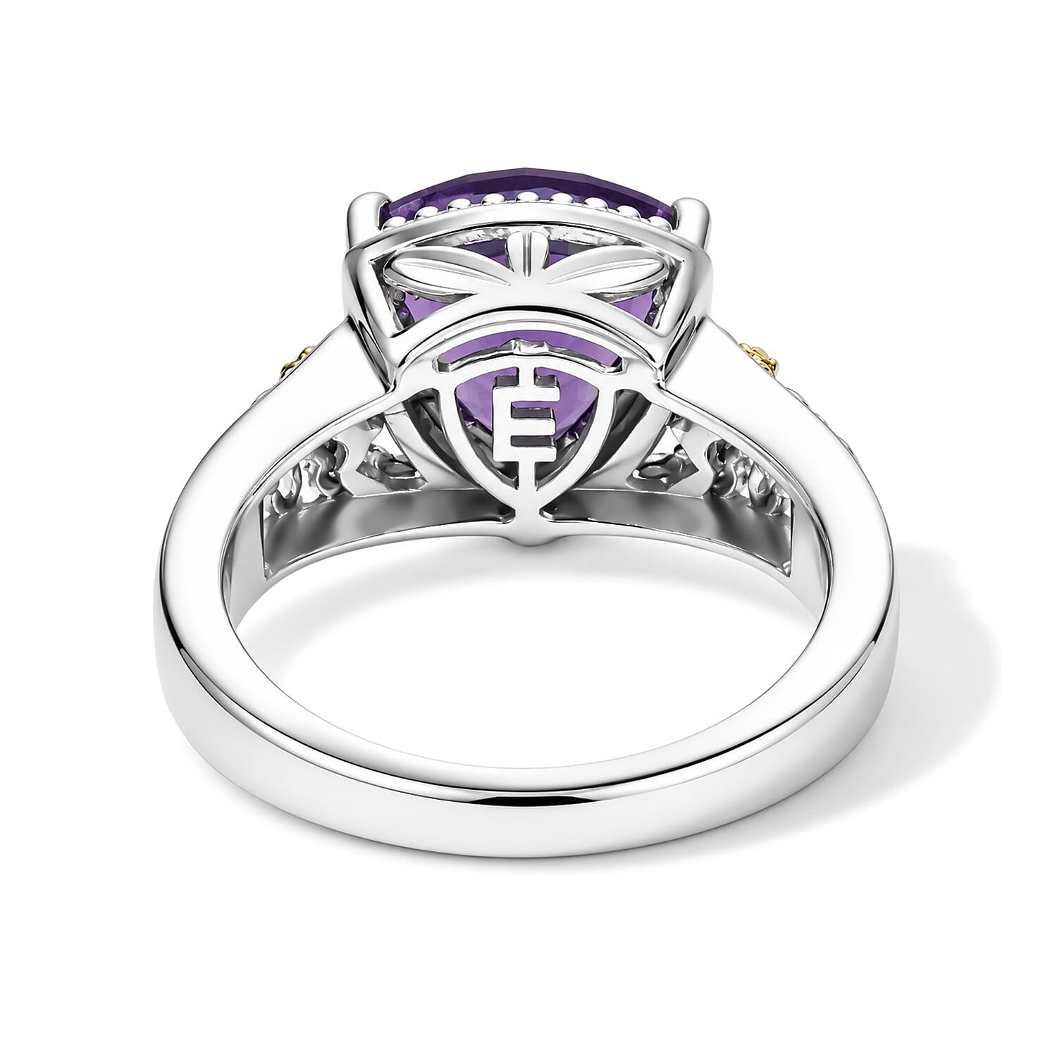 EverTrue African Amethyst and White Zircon 2.40 ctw Ring in 18K YG Plated and Platinum Bond (Size 8.0)