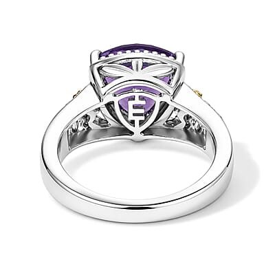 EverTrue African Amethyst and White Zircon 2.40 ctw Ring in 18K YG Plated and Platinum Bond (Size 8.0)