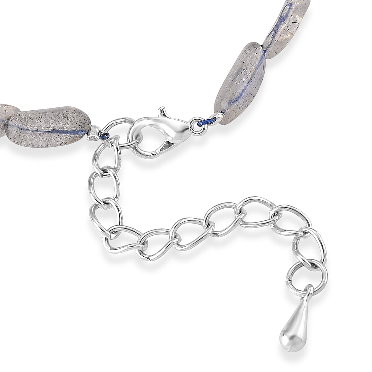 Grey Moonstone and Resin 12.00 ctw Beaded Stretch Bracelet in Silvertone (6.50-8.50In) image number 5