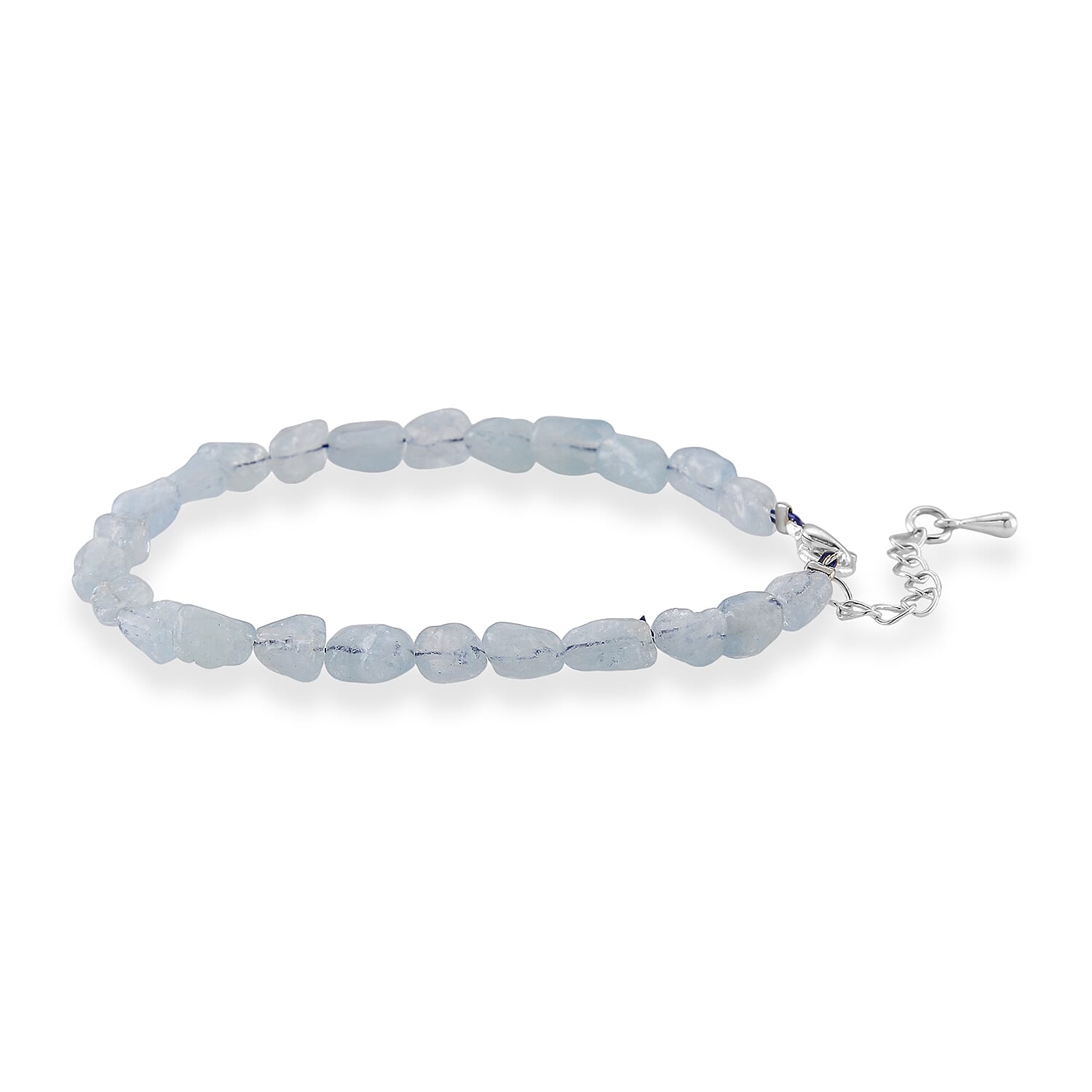 Aquamarine 20.00 ctw Beaded Stretch Bracelet in Silvertone (6.50-7.50In)