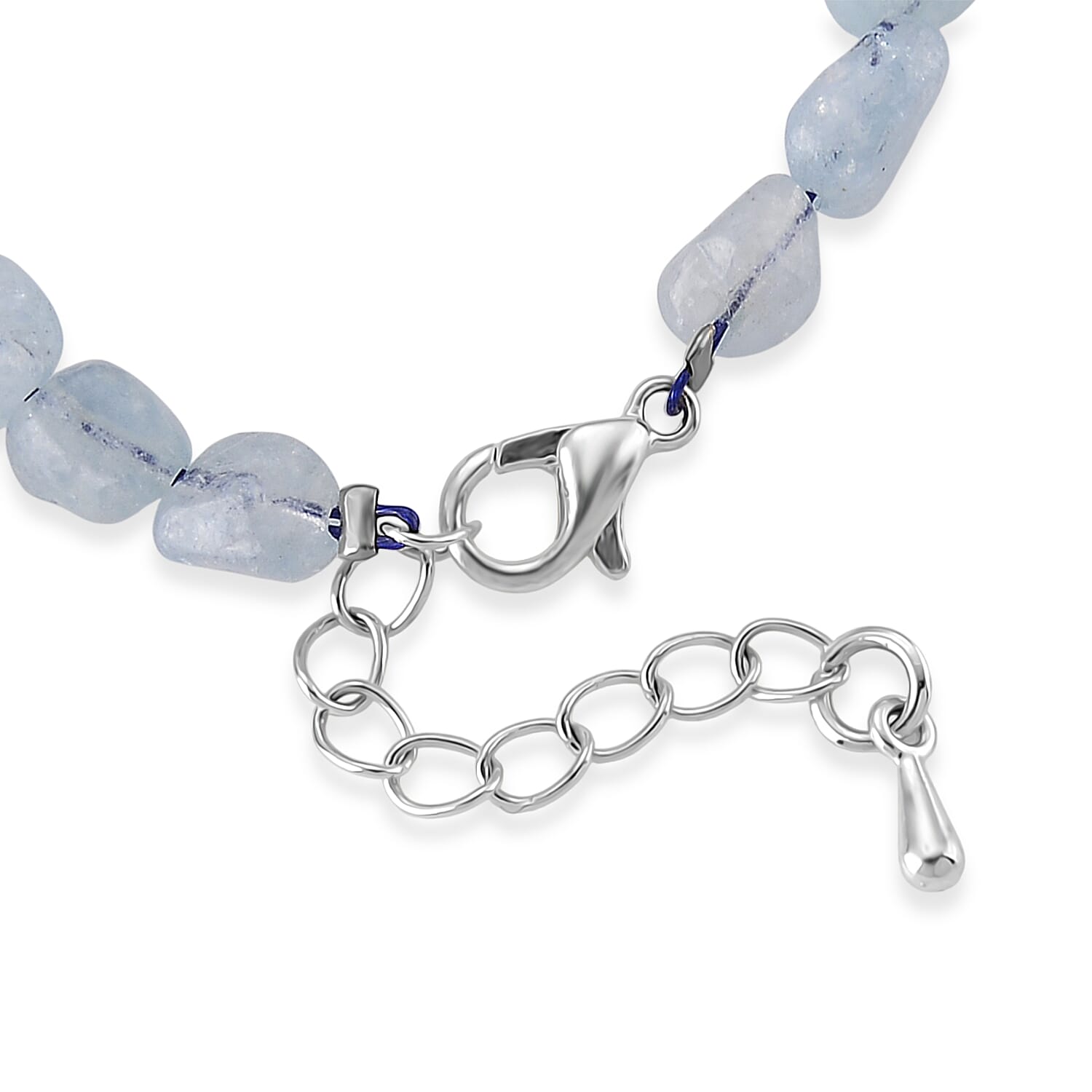 Aquamarine 20.00 ctw Beaded Stretch Bracelet in Silvertone (6.50-7.50In)