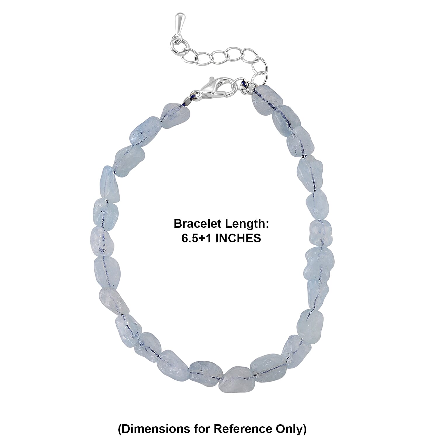 Aquamarine 20.00 ctw Beaded Stretch Bracelet in Silvertone (6.50-7.50In)