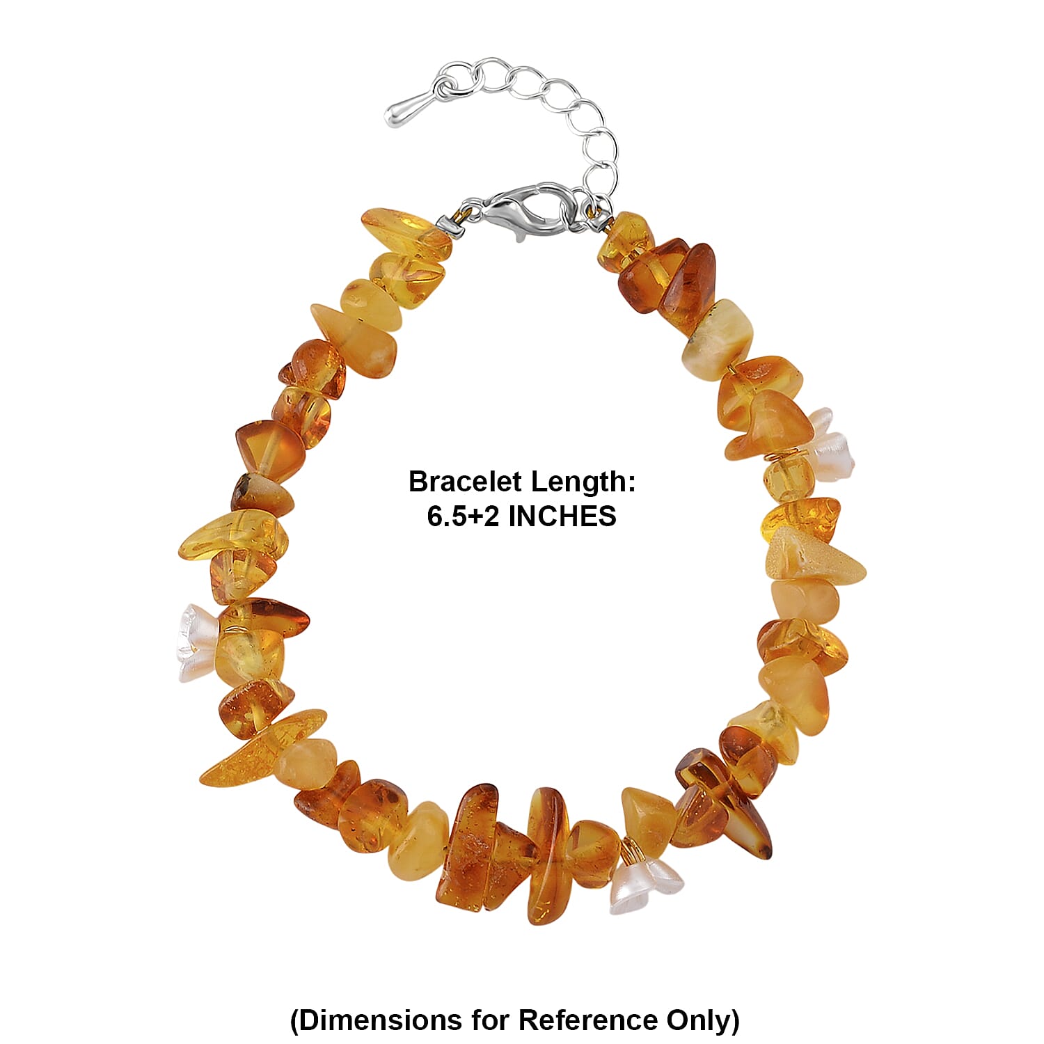 Amber and Resin 14.00 ctw Beaded Stretch Bracelet in Silvertone (6.50-8.50In)