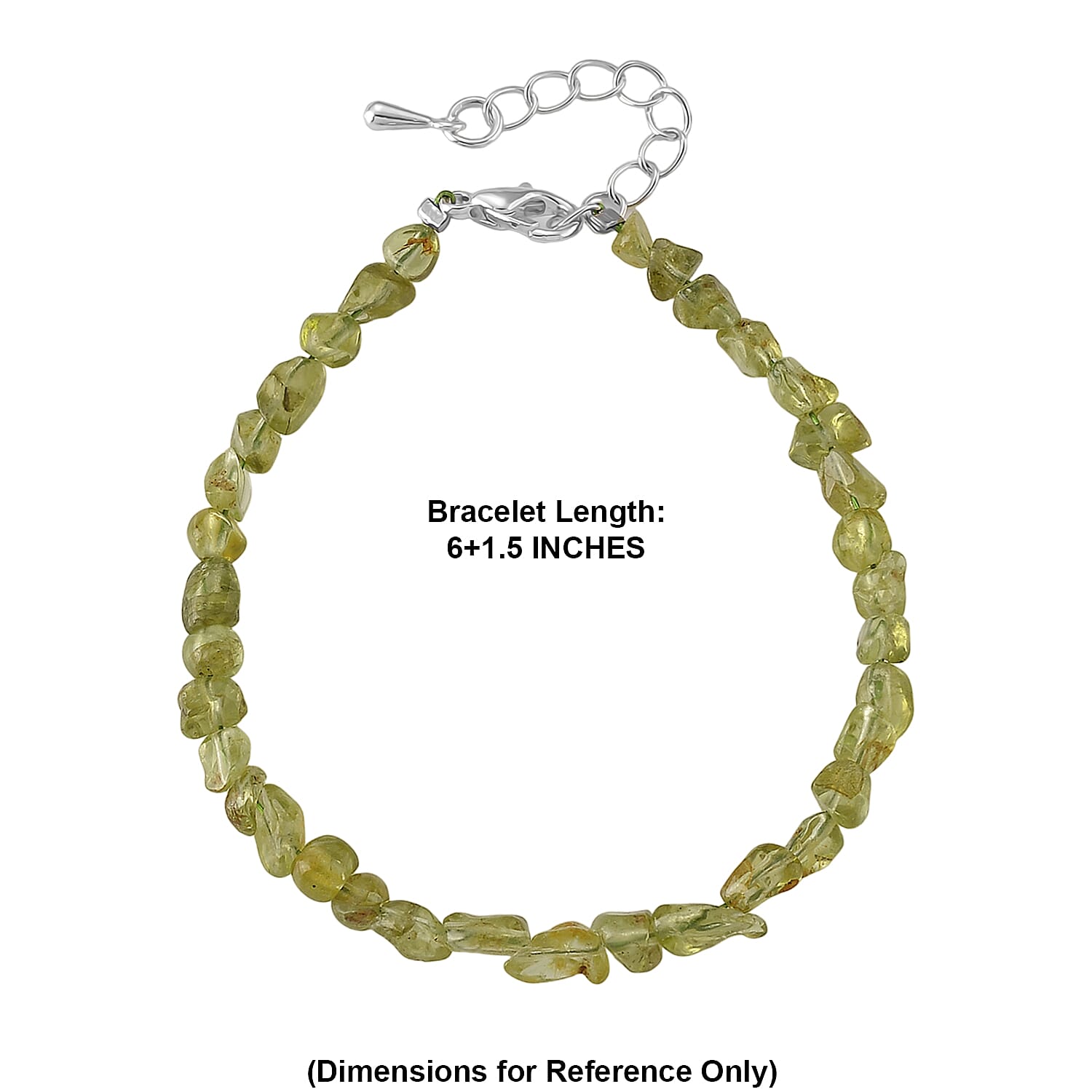 Peridot 23.00 ctw Beaded Stretch Bracelet in Silvertone (6-7.50In)
