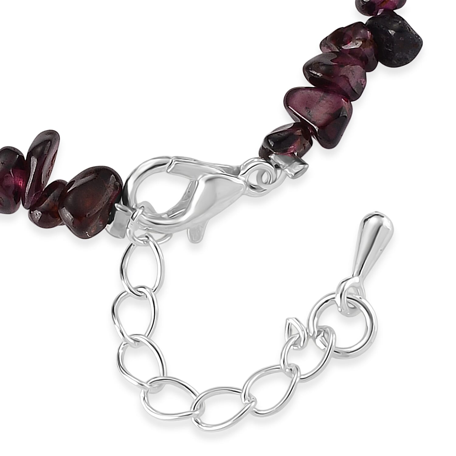Mozambique Garnet and Resin 30.00 ctw Beaded Stretch Bracelet in Silvertone (6.75-7.75In)