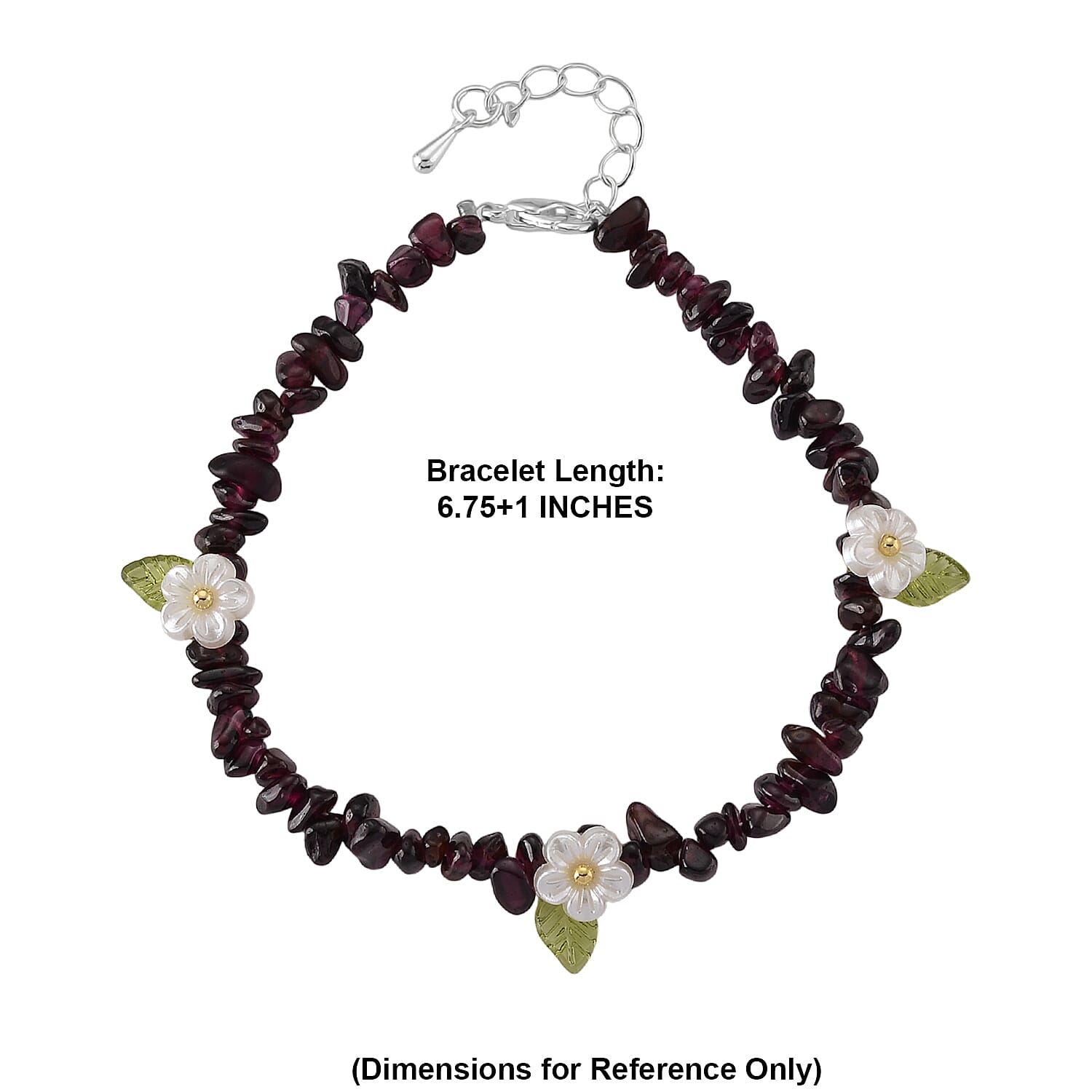Mozambique Garnet and Resin 30.00 ctw Beaded Stretch Bracelet in Silvertone (6.75-7.75In)