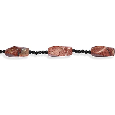 Poppy Jasper and Thai Black Spinel 185.00 ctw Beaded Necklace (26 Inches)