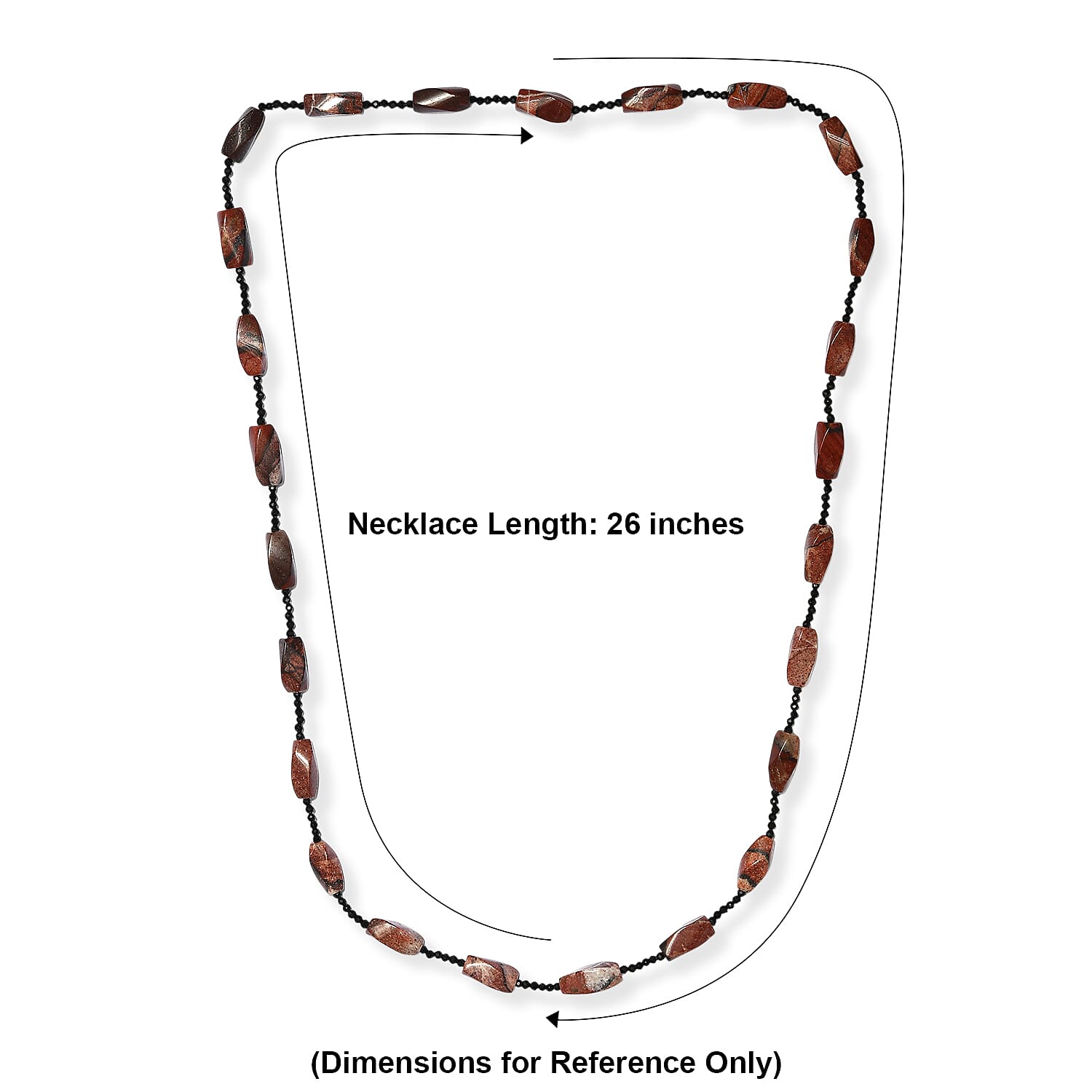 Poppy Jasper and Thai Black Spinel 185.00 ctw Beaded Necklace (26 Inches)