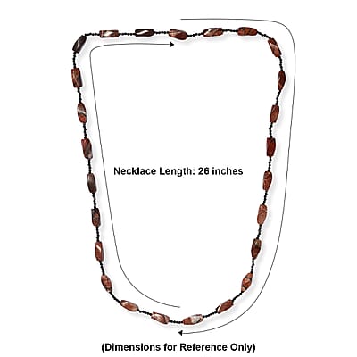 Poppy Jasper and Thai Black Spinel 185.00 ctw Beaded Necklace (26 Inches)